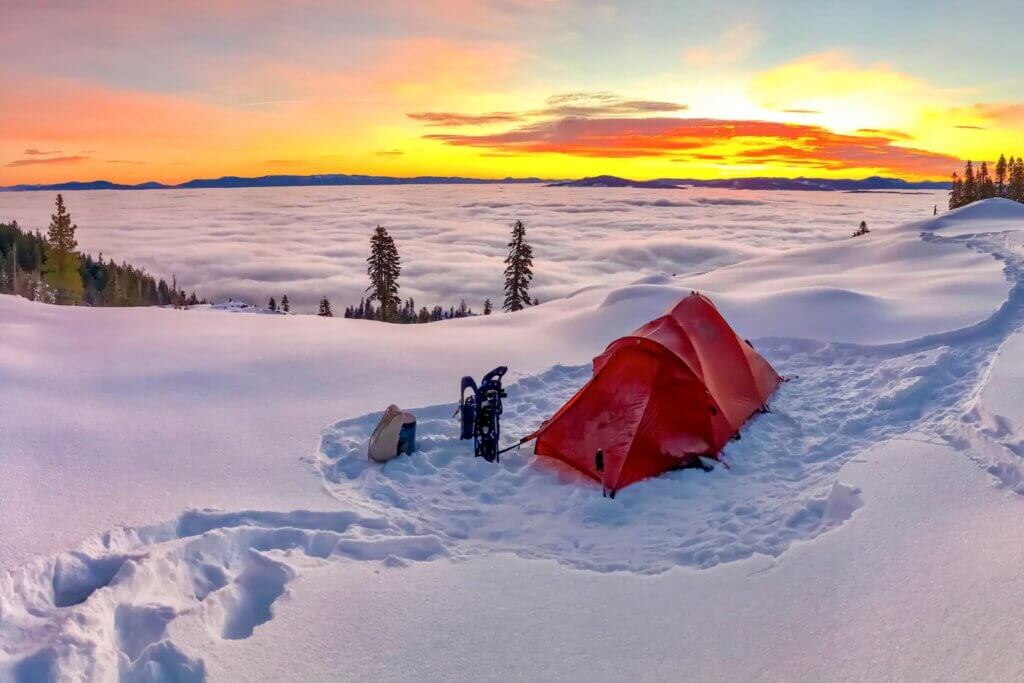 Snow camping on the PCT