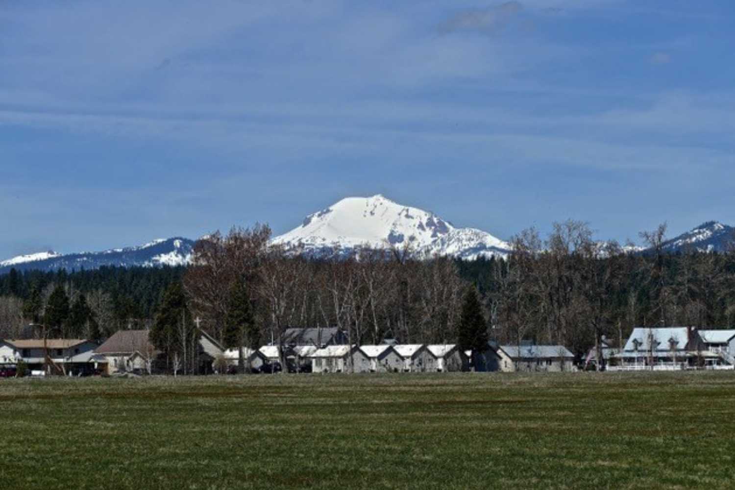 View of Chester and Lassen Peak from Volcanic Legacy Scenic Byway