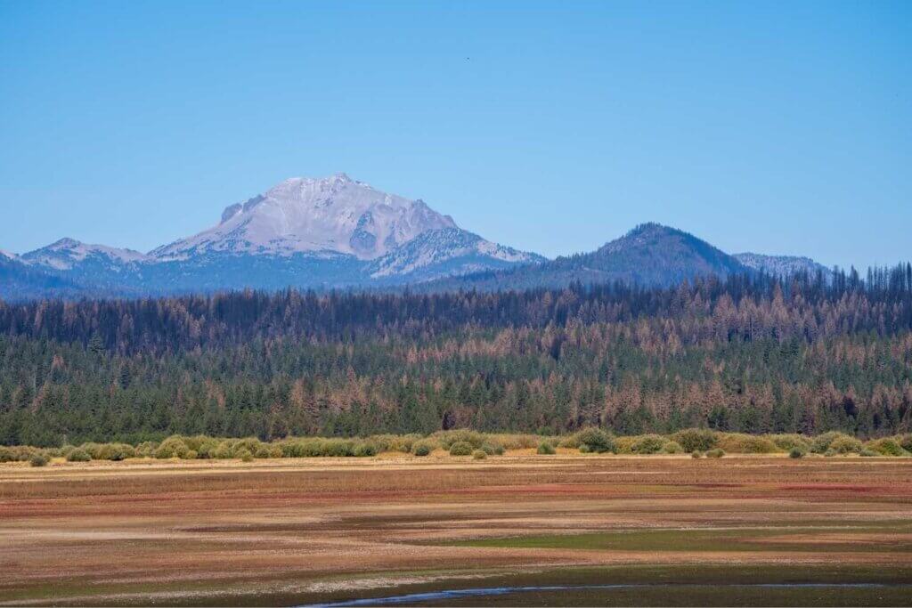 View of Lassen Peak after Dixie fire for Lake Almanor
