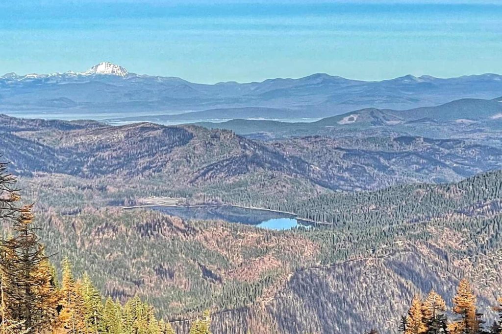 Round Valley Lake with Lassen Peak in the distance
