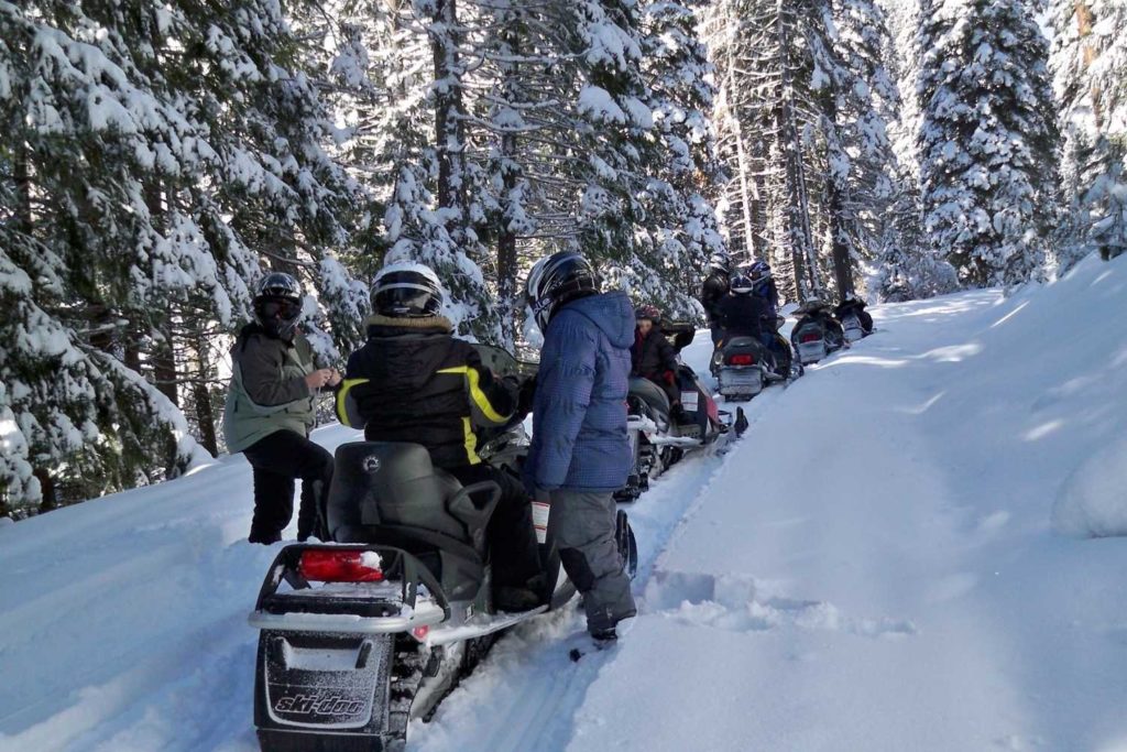 Group snowmobile ride, northern california