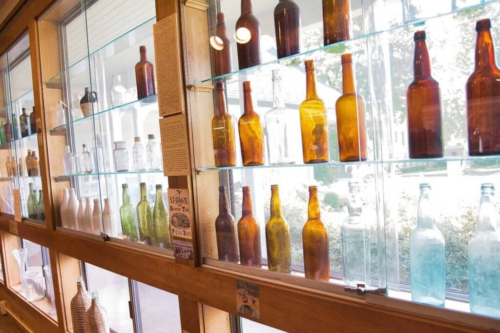 vintage bottles at the Plumas County Museum