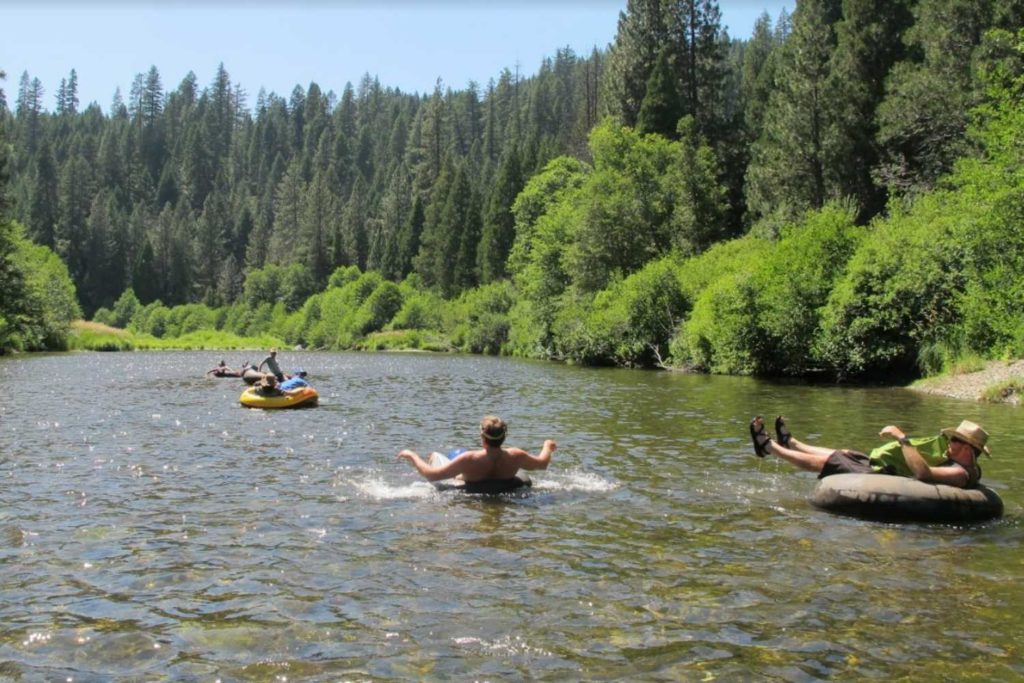 group tubing on the middle fork feather river in northern california