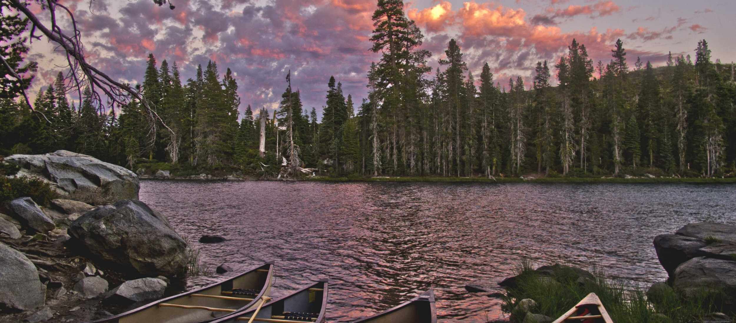 lake in northern california at sunset
