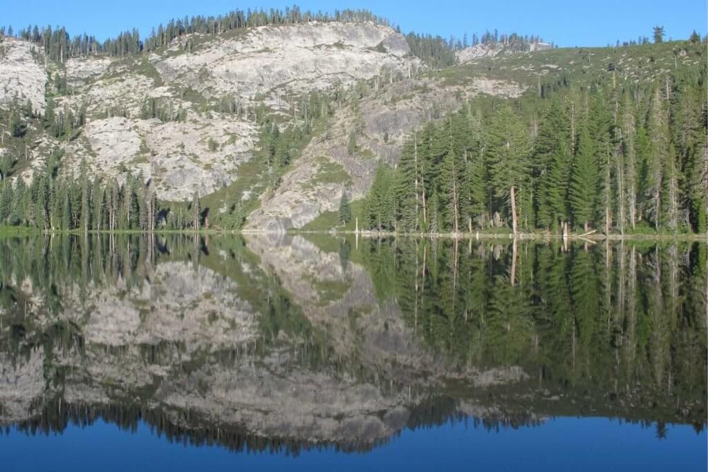 mountain lake with reflections