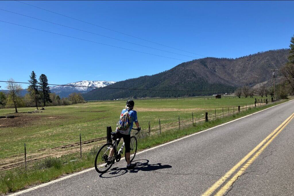Single cyclists on backroad of Indian Valley
