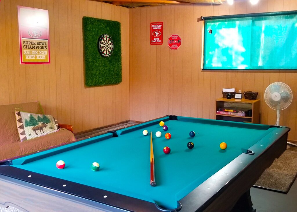 Pool Table in the Game Room at Cedar Ridge Retreat