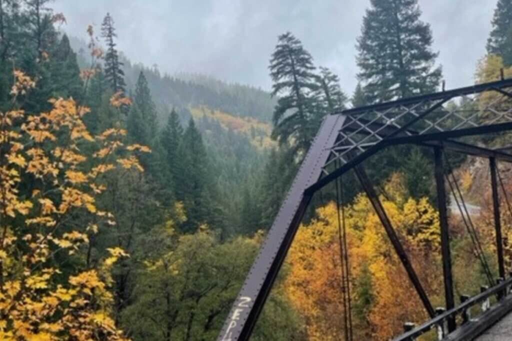 Nelson Creek Bridge and fall color in Plumas County