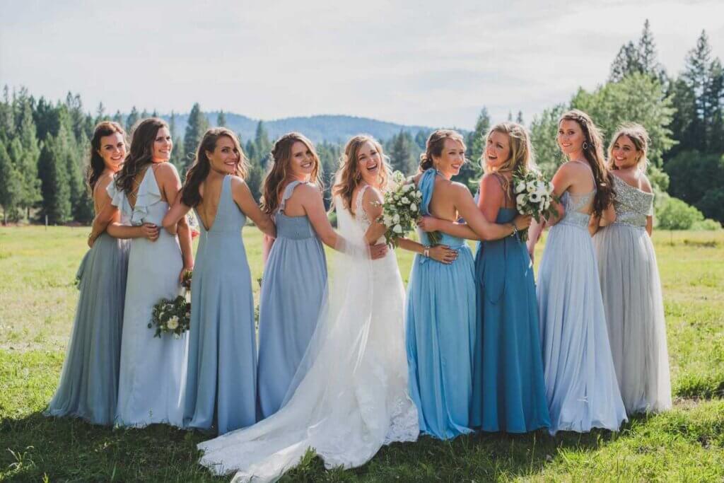 A bridal party at an outdoor wedding venue in Northern California