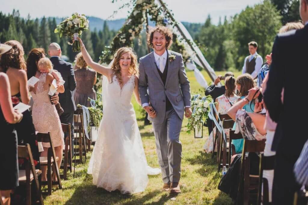 a Bride and Groom at an outdoor wedding venue in Northern California