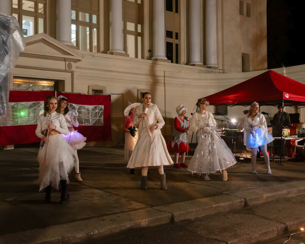 Dancers peforming at Sparkle on the Courthouse steps.