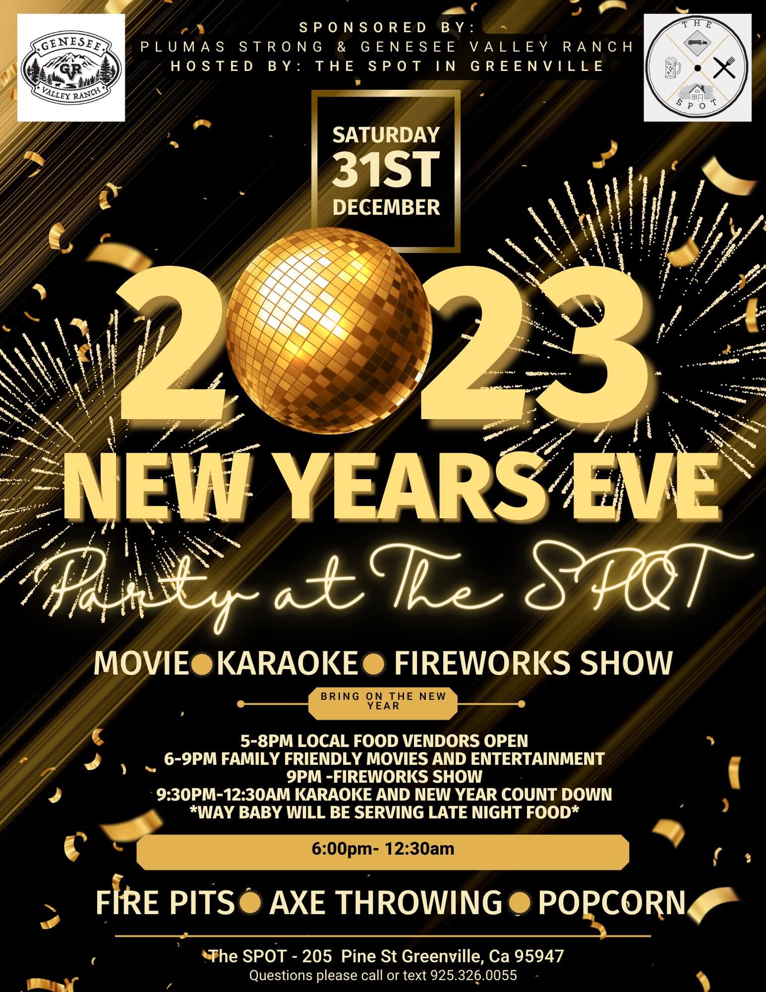 Information poster for Greenville New Years Eve Party and Fireworks