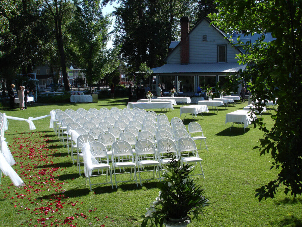 Set-up for a wedding at the Bidwell HOuse