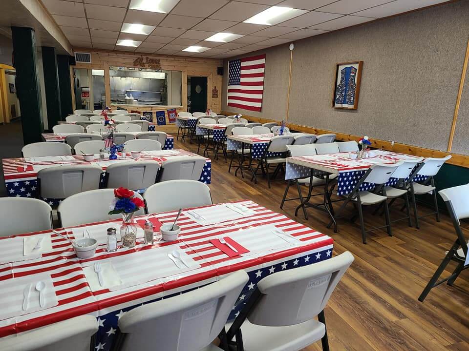 Tables ready for 4th of JUly pancake breakfast