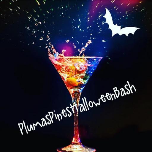 Poster with cocktail advertising Plumas Pines Halloween Bash