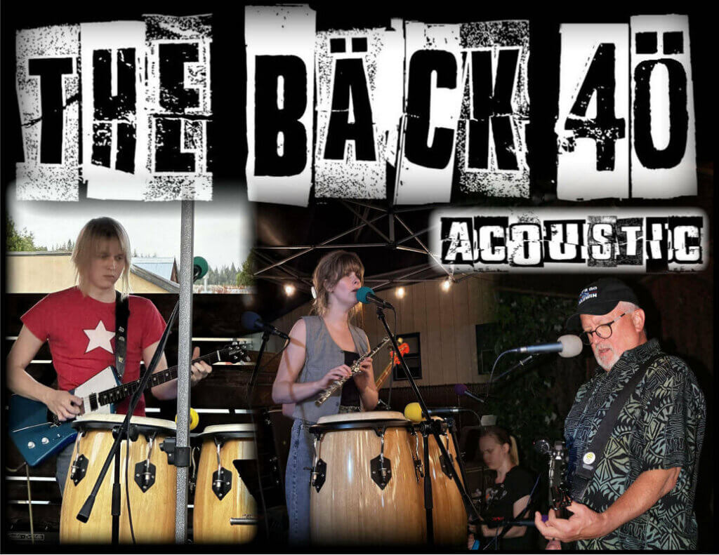 Poster with band members of The Back 40 Acoustic