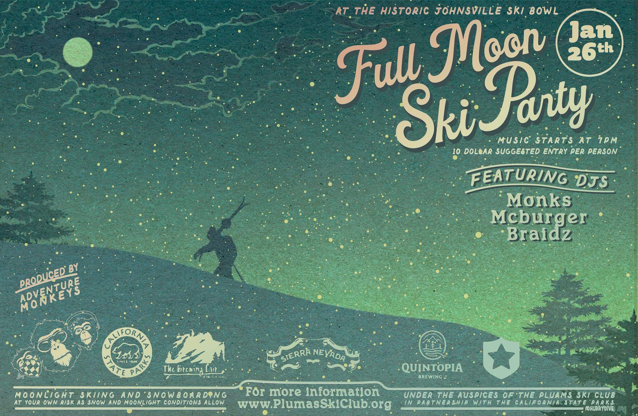 Full Moon Ski Party Flier