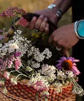 Basket with Botanical Flowers