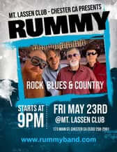 Poster for the Rummy Band playing at the Mt. Lassen Club
