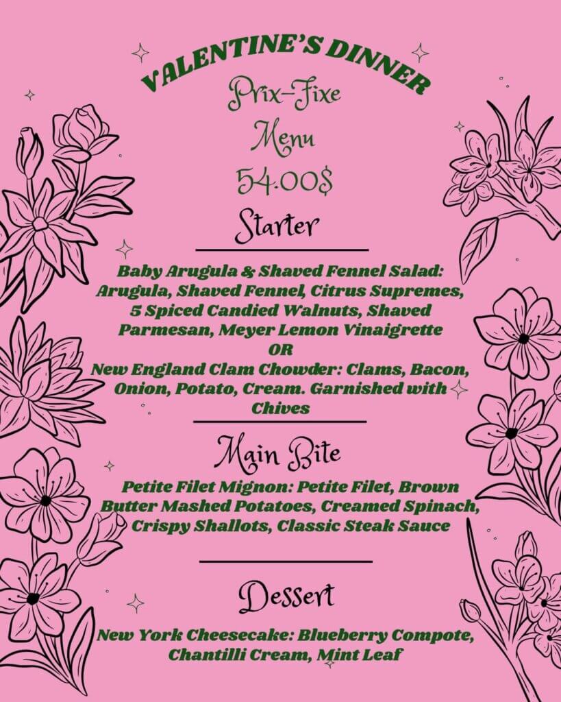 Rich Bar Valentine Dinner Menu