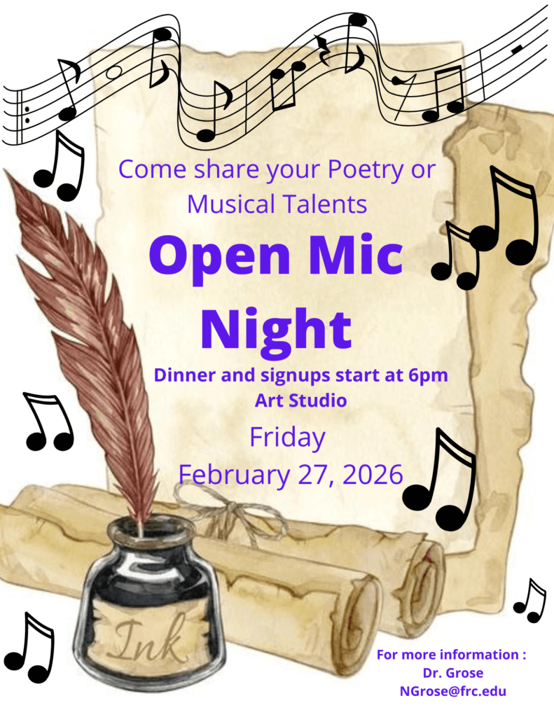 Open Mic Night Flyer for FRC