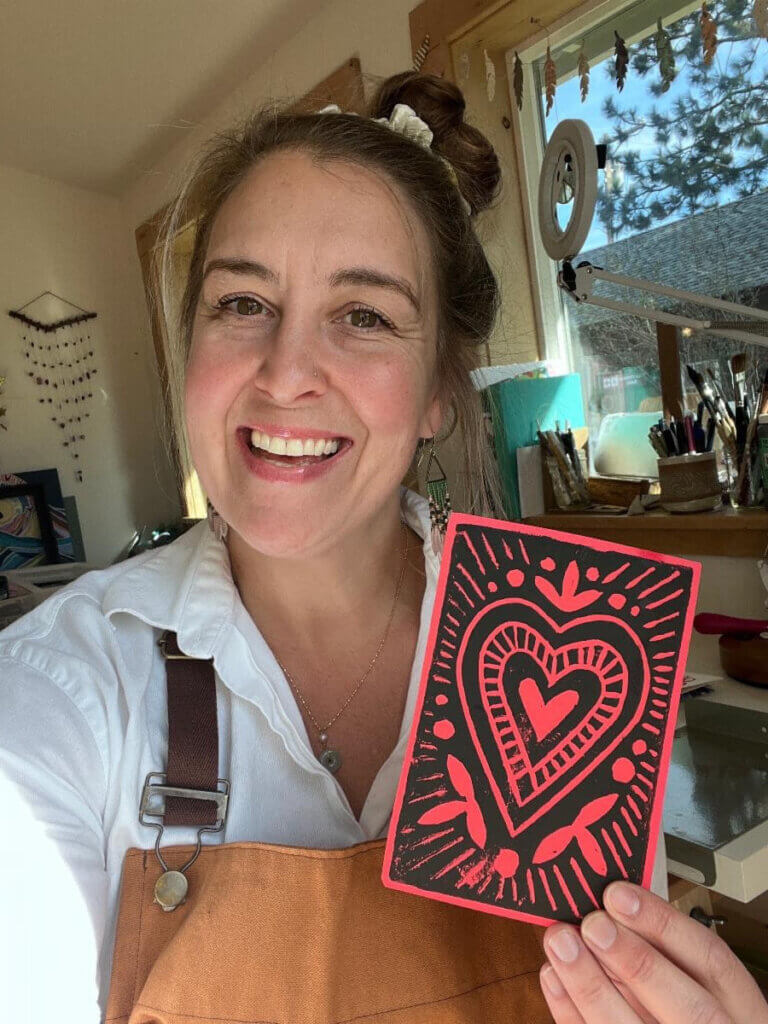 Image of Liz with handmade card